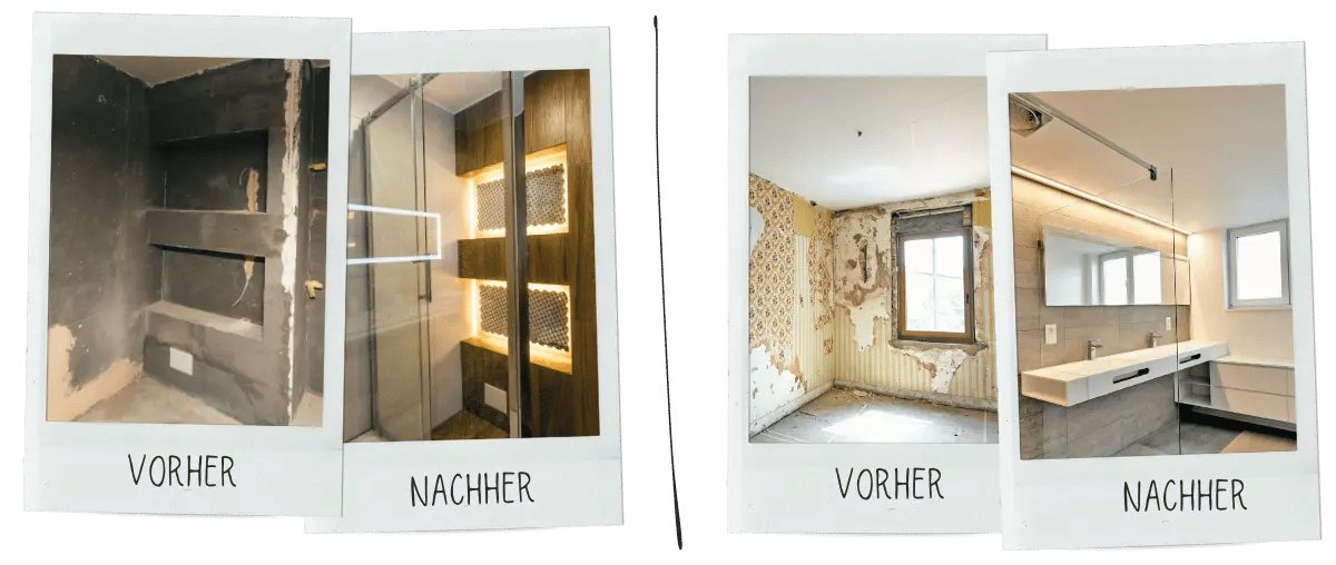 Sanierte Badezimmer Vorher-Nachher-Vergleich