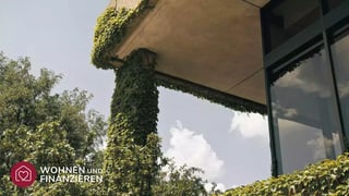Haus mit zugewachsener Terrassensäule