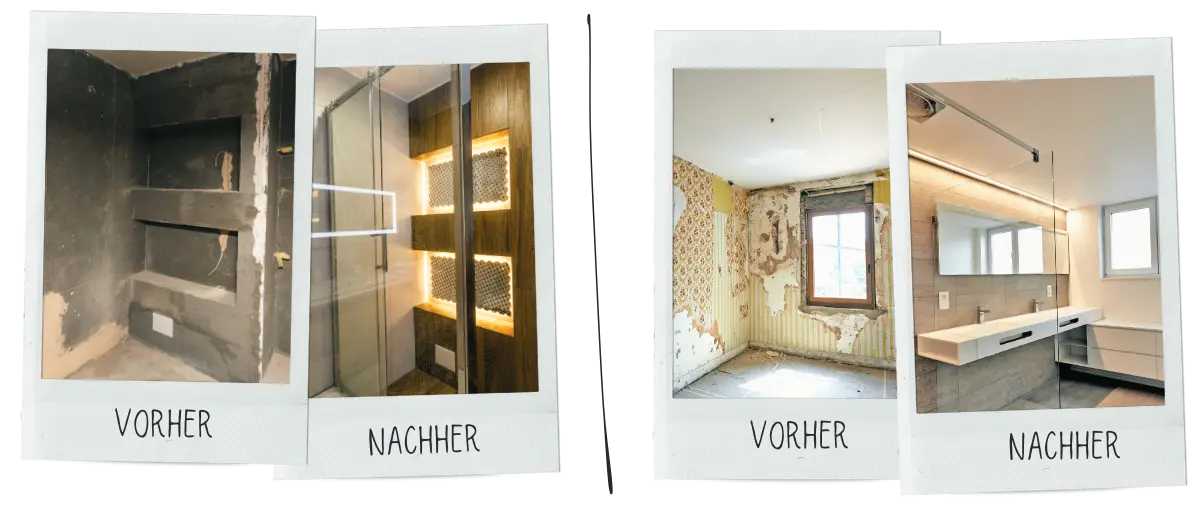 Sanierte Badezimmer Vorher-Nachher-Vergleich