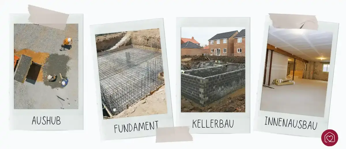 Ablauf Kellerausbau: Aushub, Fundament, Kellerbau, Innenausbau