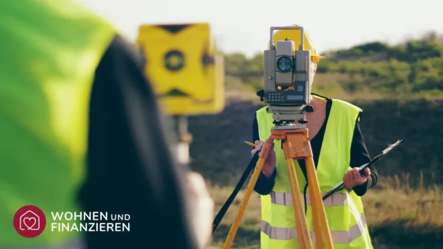 Vermesser bei der Arbeit ein Grundstück zu vermessen