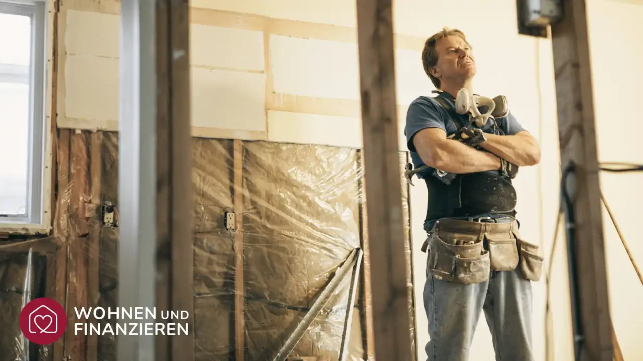 Handwerker beim Sanieren eines Hauses im Innenbereich