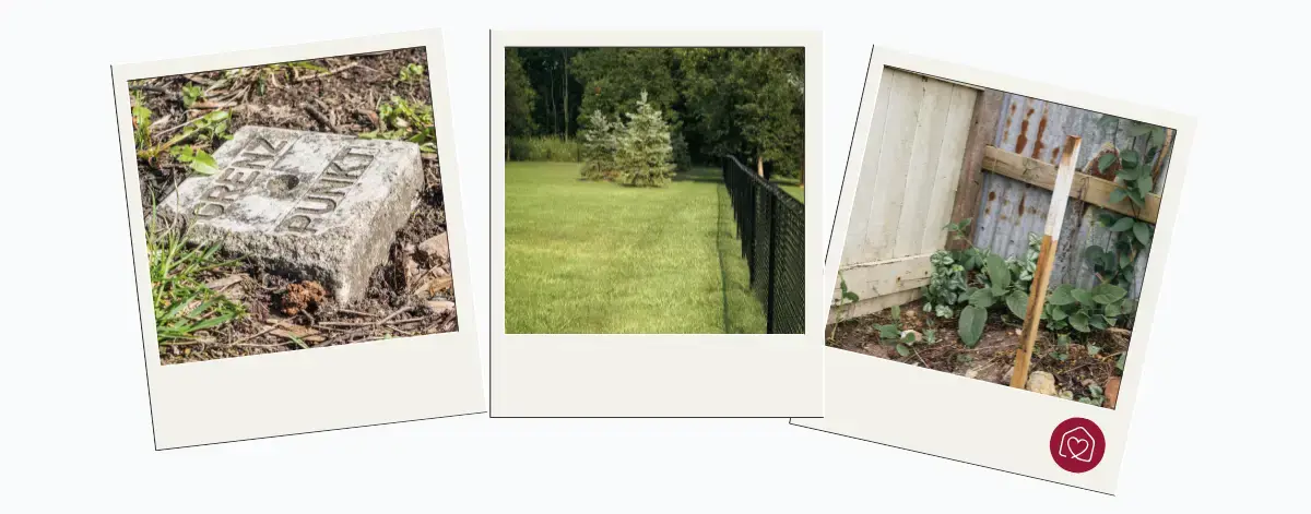 Verschiedene Grenzsteine als Polaroid