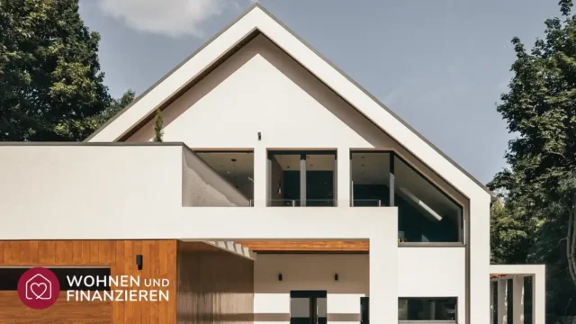 Modernes weißes Haus mit Holzelementen