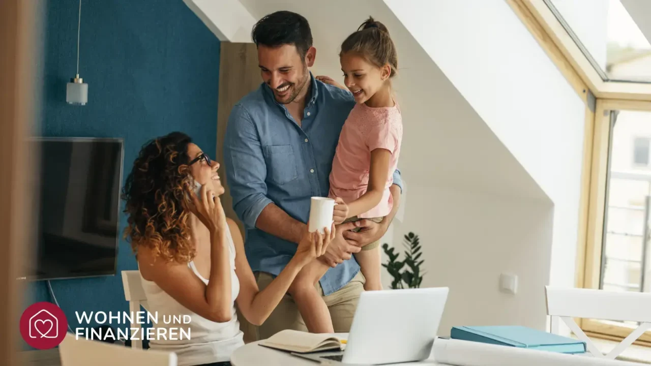 Familie informiert sich über Hausfinanzierung